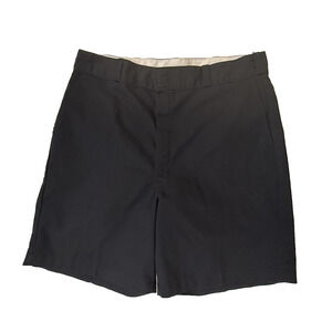 Dickies Shorts Mens 34 Black Work Twill Flat Front Zipper Fly Welt Pockets Chino
